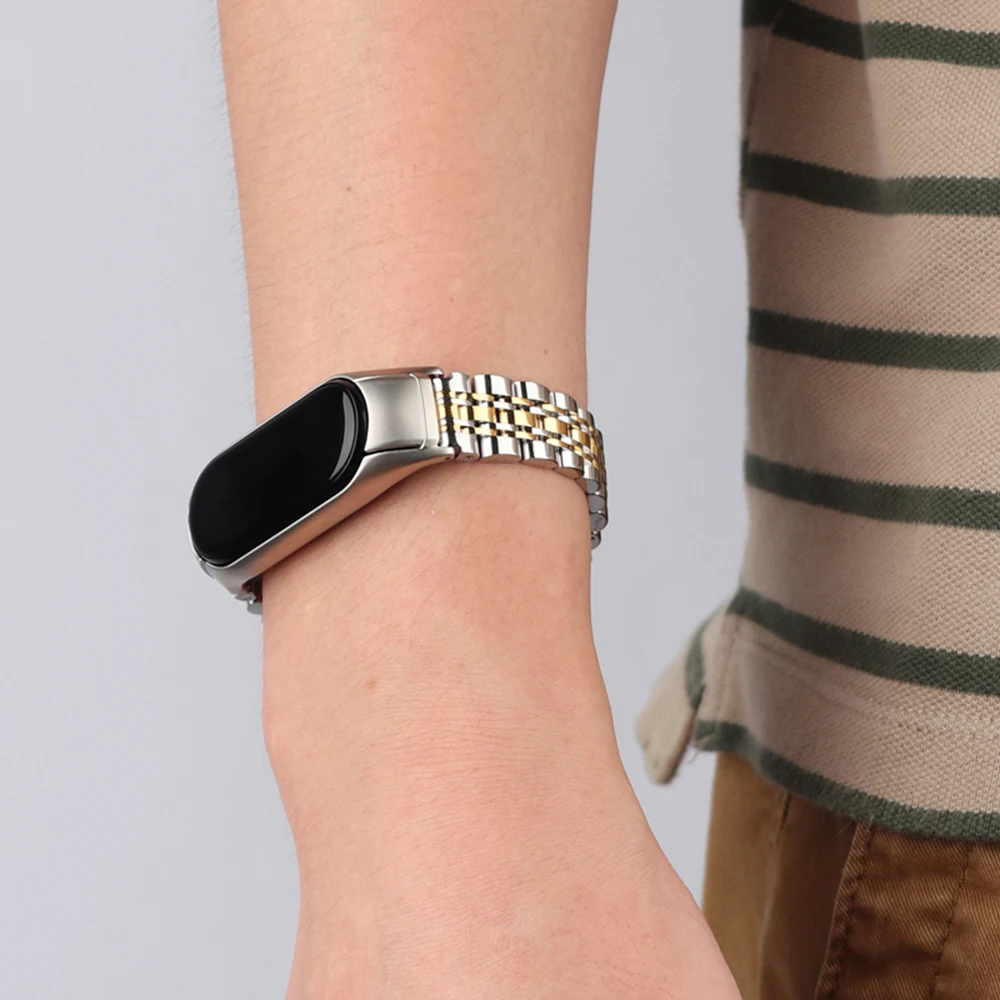 Pulseira de para Homens Pulseira de Metal Legal Pulseira para Xiaomi mi Band Aço Inoxidável - Image 6