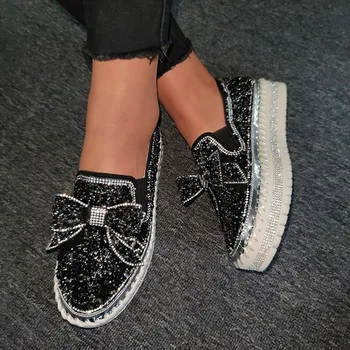 

Silver Crystal Vulcanize Shoes Woman Rhinestone Transparent PVC Platform Sneakers Women Breathable Casual Shoes Flats New