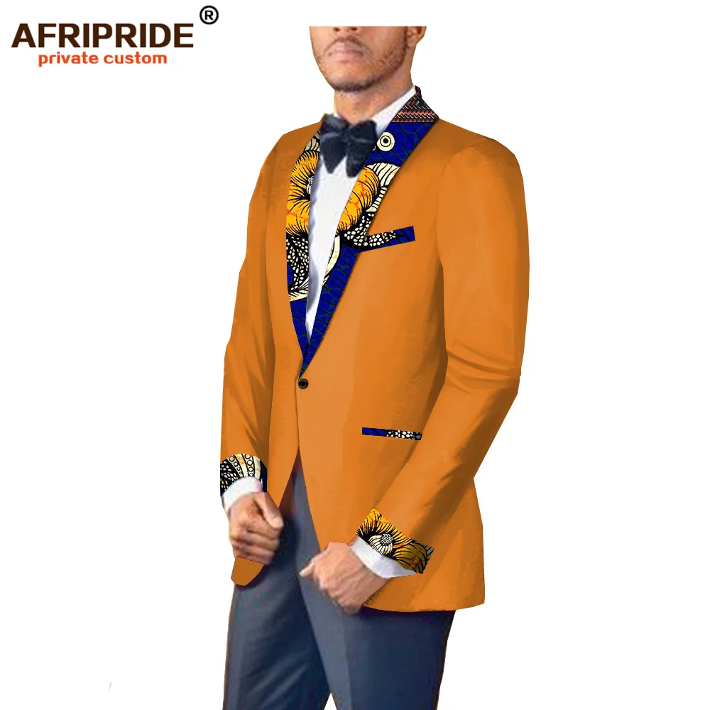 Африканский принт, весенне-осенний костюм, куртка для мужчин, AFRIPRIDE, сшитый с длинным рукавом, с одной пуговицей, костюм, куртка A1814002 - Цвет: 537