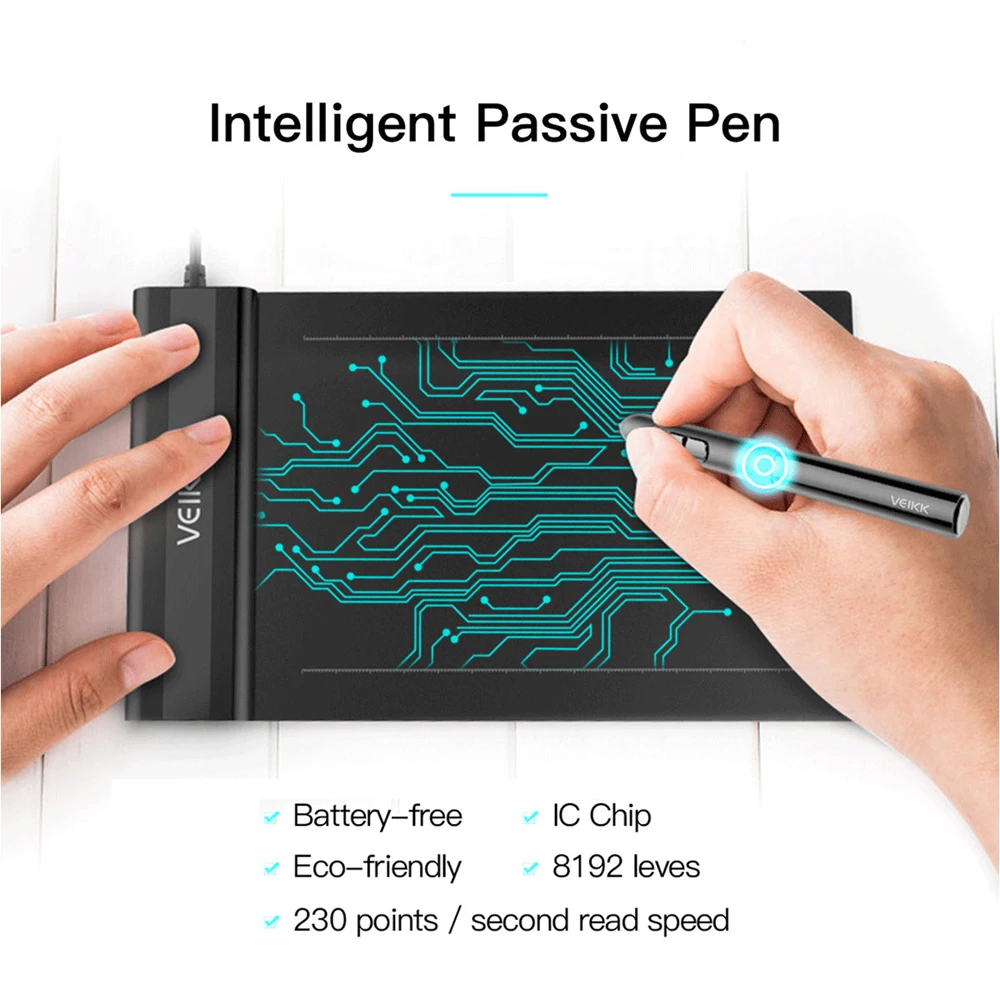  Tableta gráfica veekk S640 tableta ultrafina de dibujo OSU de 6x4 pulgadas con lápiz sin batería se