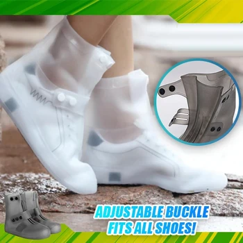 

Hot Waterproof Rain Shoe Cover Non-slip Thick PVC Transparent Rain Boot Dustproof Shoes Covers QP2