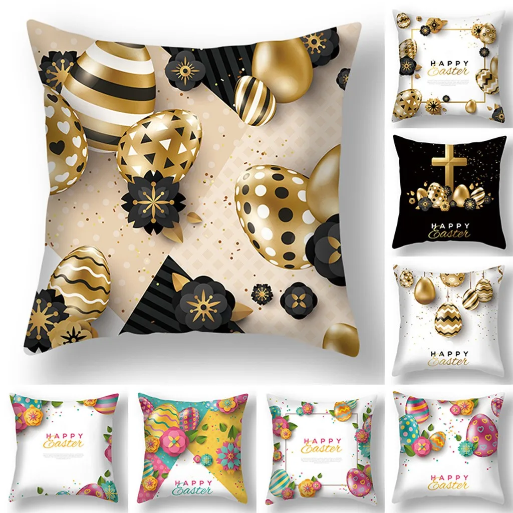 Cushion Cover Easter Pattern Geometric Print Soft Pillowcase Festive Atmospher Decorative Pillows 2020 Hot Sale | Дом и сад