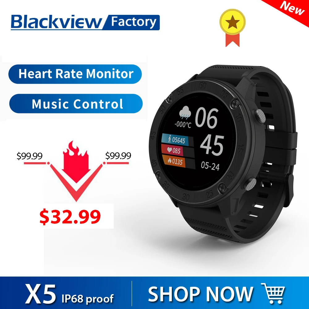 Smartwatch Blackview X5 Heart Rate Sports Clock Sleep Monitor 5atm Ip68 Waterproof 260mah For Men Women Android Ios Smartphone Smart Watches Aliexpress