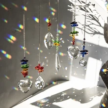 H & D Set 6 Kristallen Zon Catcher Opknoping Crystal Heart Prisma Suncatchers Kleurrijke Kralen Rainbow Maker Hanger Voor window Decor