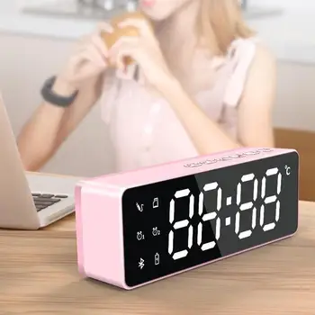 

10W Wireless Bluetooth Speaker FM Radio LED Mirror card Clock Subwoofer forxiaomi Desktop Alarm speaker bass TF Music Playe G2M6