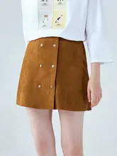 *#Best Price SEMIR Skirt female autumn imitation suede 2019 A skirt thin double-breasted studentA lined ins super skirt solid fashion skirts *#Best Price SEMIR Skirt female autumn imitation suede 2019 A skirt thin double-breasted studentA lined ins super skirt solid fashion skirts