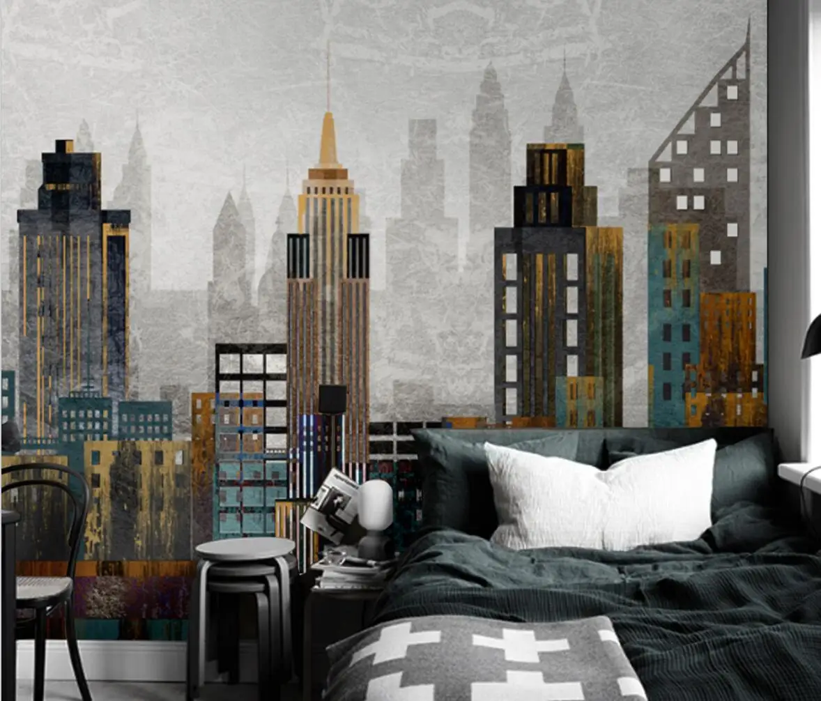 beibehang city building wallpaper for living room TV background photo mural wall paper decor home improvement 3D wall stickers nordic 3d three dimensional city building high rise square mural modern living room bedroom sofa background wallpaper wall cover