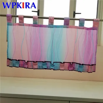 

1pc Tab Top Window Short Curtains For Kitchen Finished Half Curtain Colorful Striped Cafe Cabinets Window Treatment DL-WP149