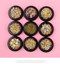 

1 Box Mixed Gold Nail Rivet Shell Star Moon Design Nail Jewelry 3D Nail Art Decoration