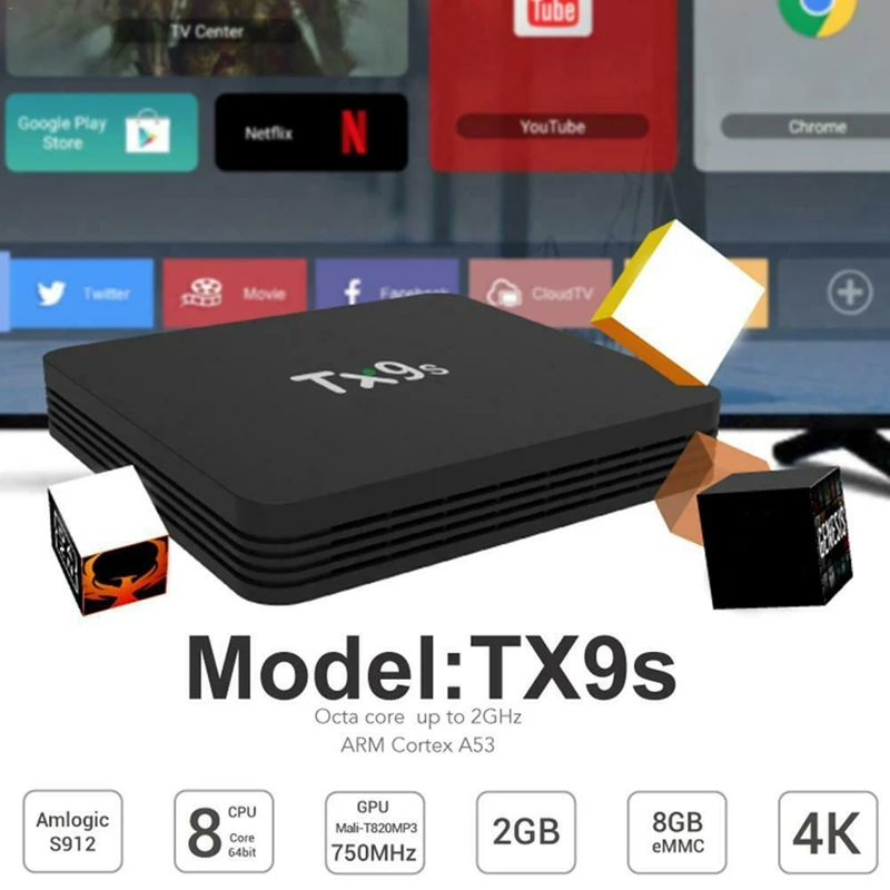 TX9S Smart Android 7,1 ТВ приставка S912 2 ГБ/8 ГБ 4K HD 1080P H.265 приставка 2,4G Wifi медиаплеер