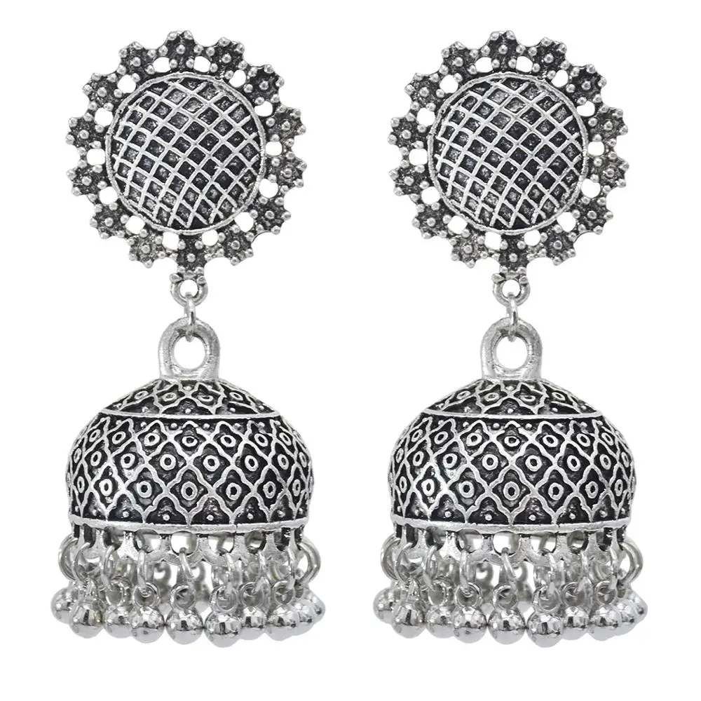 Афган Индия Jhumka цветок заявление серьги золото кисточкой падение Pendientes Oorbellen