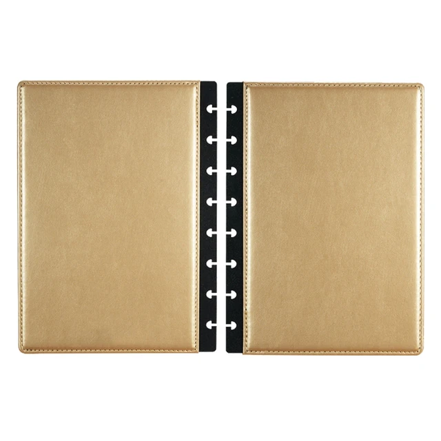 Discbound Planner Cover leather - reliure à disques - or gold spread double
