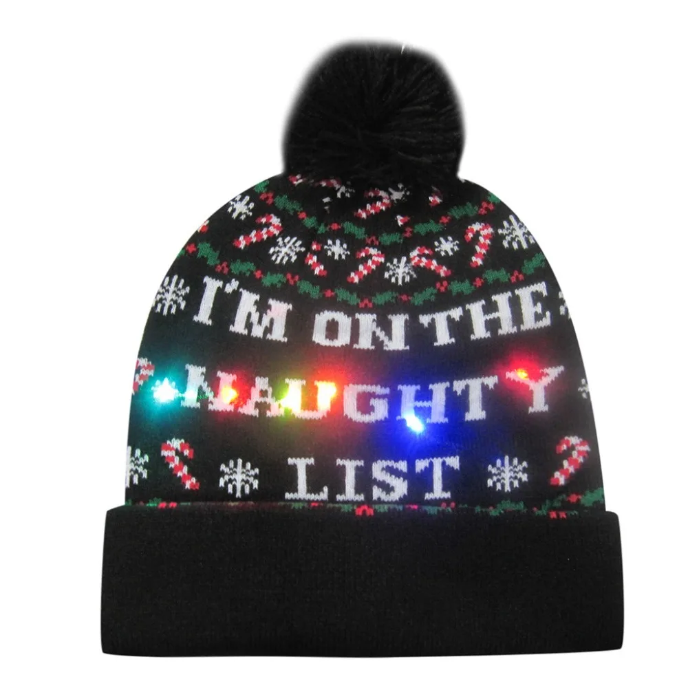 Светодиодный Рождественская шапочка вязаный свитер теплый рождественский головной убор шапочка светящаяся шапка для детей шапка для взрослых подарки вечерние шапки kerstmis# 3F