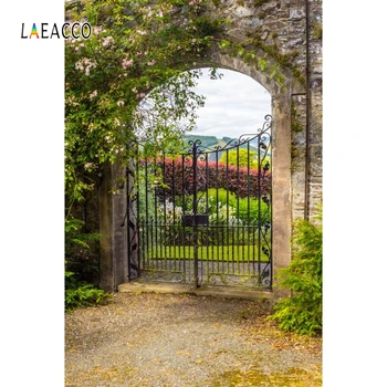 

Laeacco Garden Arch Gate Blossom Trees Grass Scenic Landscape Photography Backgrounds Baby Newborn Portrait Backdrops Photozone