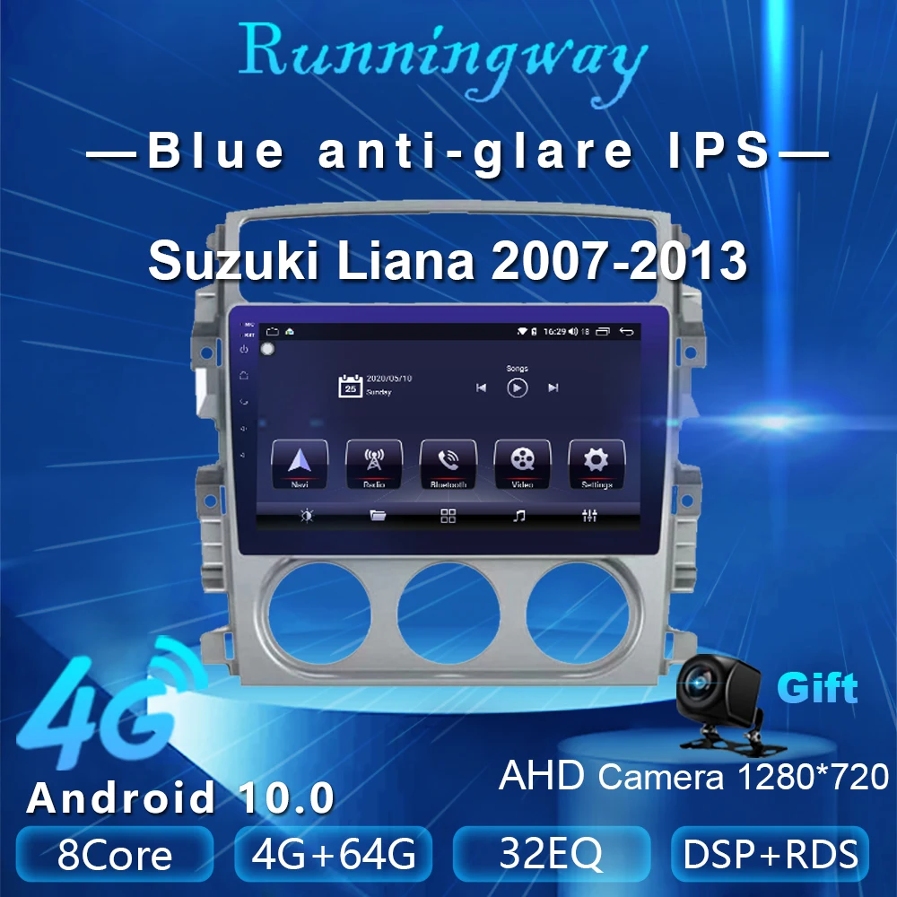Runningway Android10.0 5G автомобильный DVD для Suzuki Liana решетчатый 2004 2008 4G + 64G Автомобильный