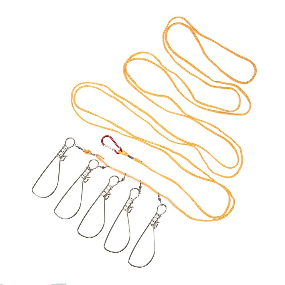 

5 Snaps Stainless Steel Fish Stringer Rope Lanyard Fish Lock Fishing Accessories Tackle Tool
