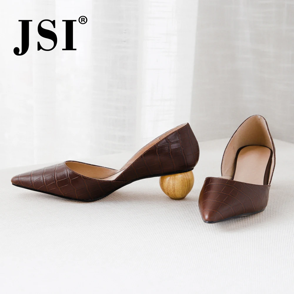 JSI/Женская обувь; однотонные женские туфли из натуральной кожи с острым закрытым носком; классические женские туфли-лодочки ручной работы без застежки в необычном стиле; jo325