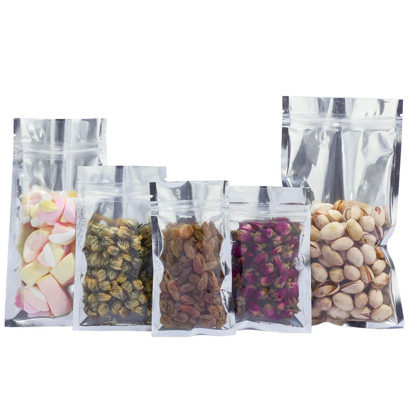 100 pcs/lot Food Storage Aluminum Foil / Clear Flat Bottom Resealable Valve Zipper Plastic Retail Package Pack Ziplock Mylar Bag 5