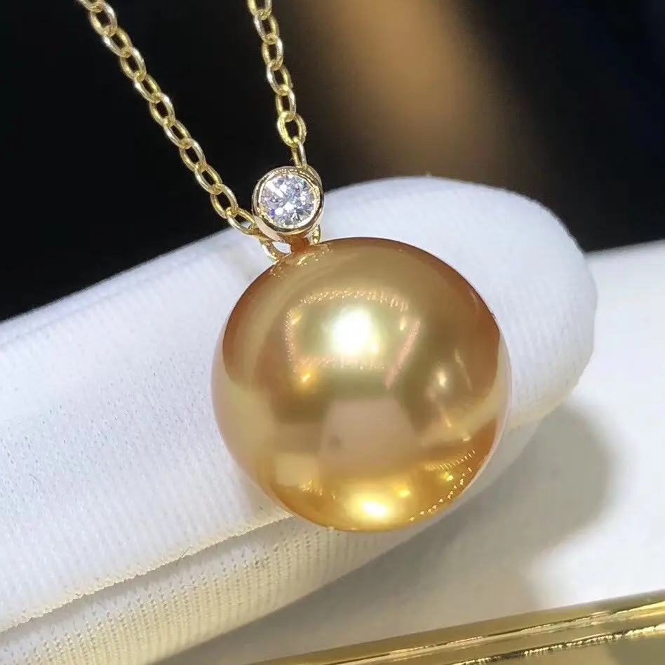 D503 жемчужная подвеска хорошее ювелирное изделие 18K золото Круглый 10-11 мм