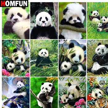 

HOMFUN Full Diamond Embroidery "Animal panda" Diamond Painting Cross Stitch Patterns Rhinestone Unfinished Home Decor