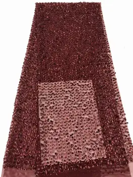 

Wholesale price 5yards wine Sequin embroidery French lace fabric/elegant design French Tulle Sequin lace fabric FR121