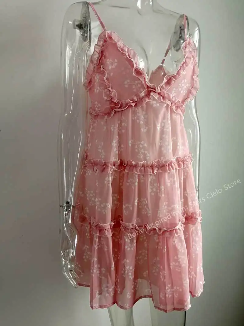 floral chiffon strap dress