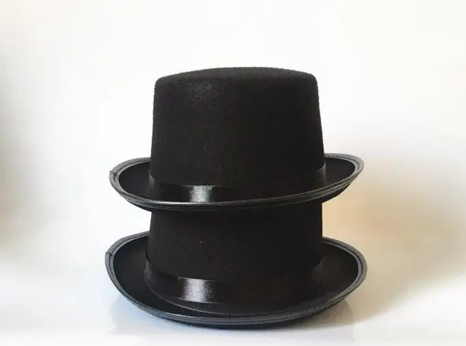 Шляпы волшебника, забавные черные атласные фетровые детские шляпы, вечерние наряды, костюмы Линкольна, кепки для детей, джентльменов