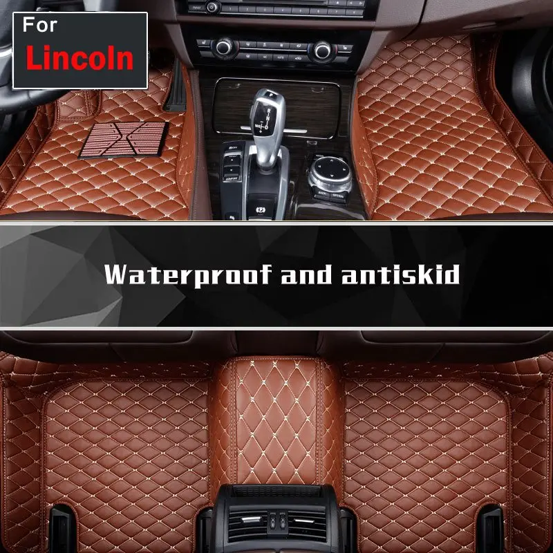 

2018 One Set High-Quality Car Styling Waterproof Floor Mats Leather Customized Sticker For Lincoln Navigator Mkz Mks Mkc Mkx Mkt
