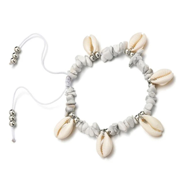 Seashell камень Бусины лодыжки браслет ракушка Boho женские браслеты для щиколотки ножная цепочка пляжная бижутерия для ног