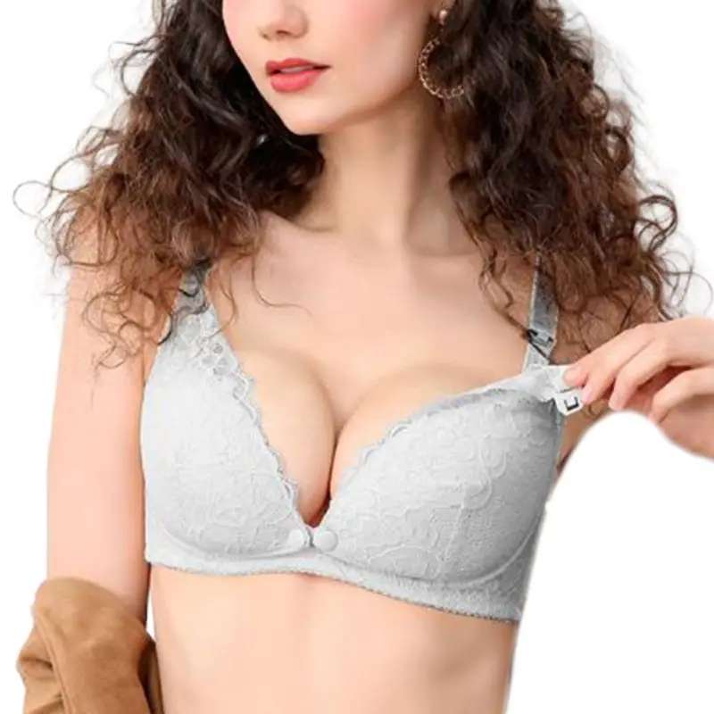 Gray Модные женские бюстгальтеры для кормящих мам, бюстгальтер для кормящих беременных, нижнее белье K4UE - Цвет: Gray