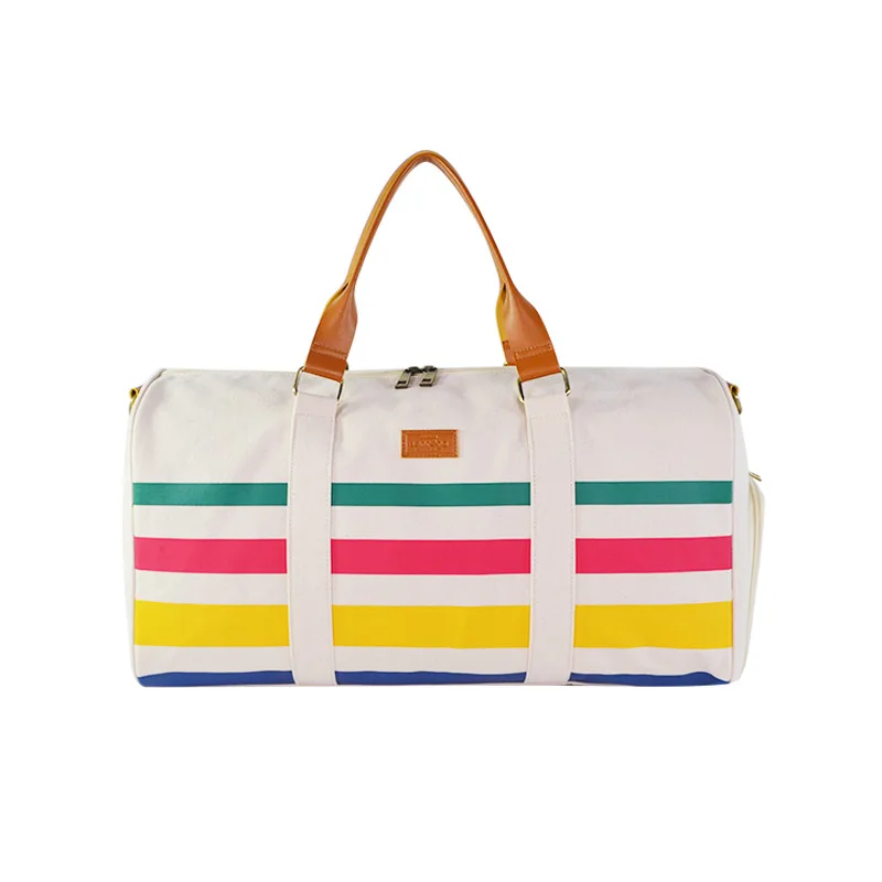 Простая между полосками вышивка холщовая школьная сумка для путешествий сумка настраиваемый бренд