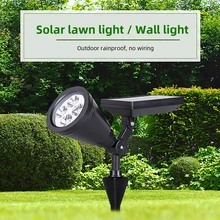 Солнечный Точечный светильник, светильник для газона, открытый сад, 4 светодиодный, регулируемый, безопасность, прожектор, настенный светильник, пейзаж, двор, дорожка, лампа