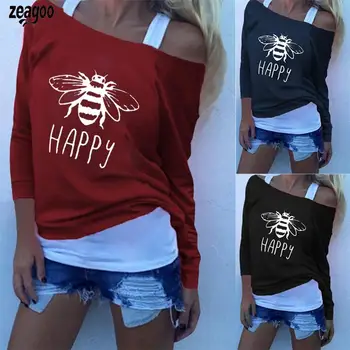 

Women Casual Autumn Loose Sweatshirt Print None Long Sleeve O-Neck Pullover Tops