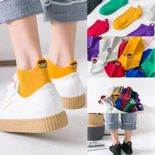 Женские носки в стиле хип-хоп с вышивкой ярких цветов модные забавные Женские носочки для девочек, хлопковые летние 3 пары