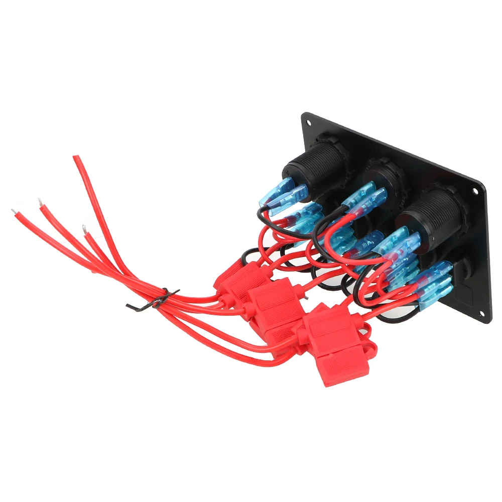 YOSOLO Digital Voltmeter Dual USB Port 12V Outlet Combination Waterproof Car Marine Boat LED Rocker Switch Panel