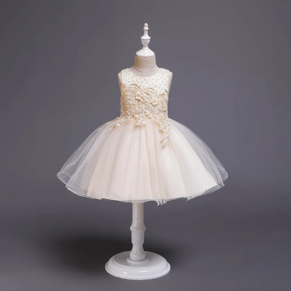 Летнее Новое Стильное платье принцессы для девочек; торжественное платье; газовое платье-пачка без рукавов; детское торжественное платье для подиума; костюм для маленьких гостей