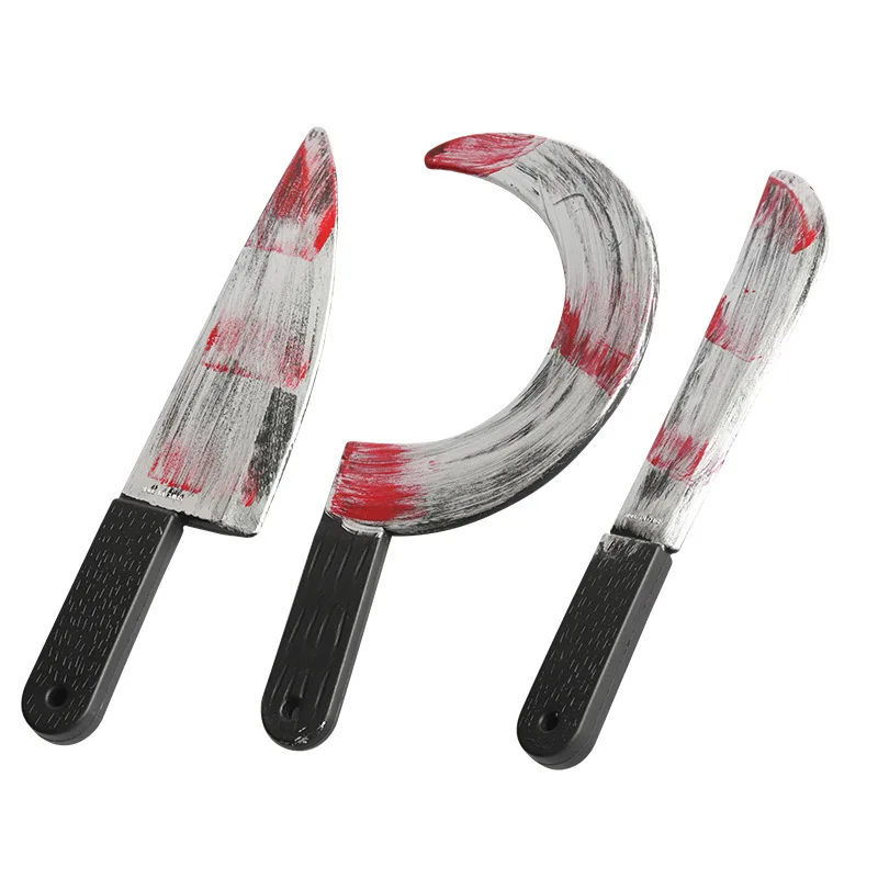 

Halloween Smooth Lightweight Kids Simulation Safety Bloody Knife Machete Stage Props Toy Party Supplies