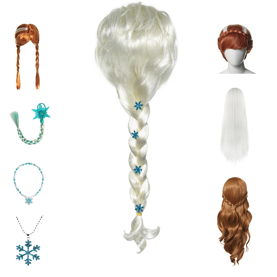 Headwear Jewelry Hairbands Cosplay Girls Anna Elsa Princess Children Wig Christmas-Party