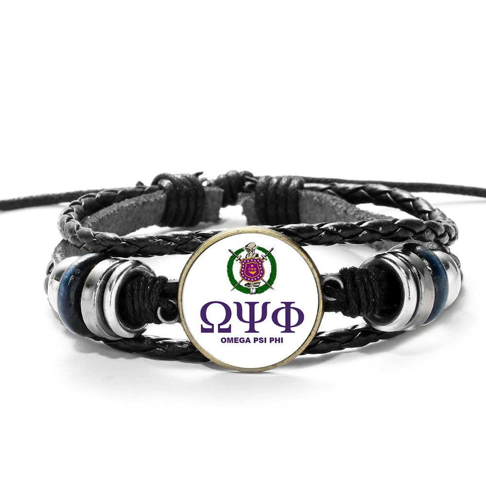 Style 4 SONGDA, классический браслет OMEGA PSI PHI, икона, мужской браслет, 1911, логотип греческого братьев, многослойный кожаный браслет, ювелирное изделие, подарок - Окраска металла: Style 4