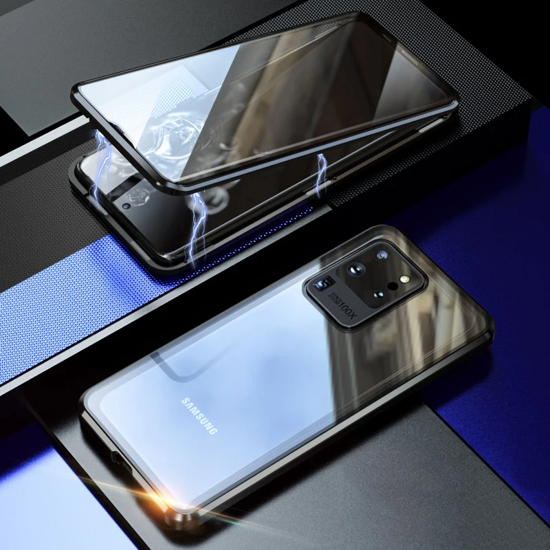 Роскошный чехол для Samsung Galaxy S20 Plus Ultra с полной защитой 360 Магнитный закаленным