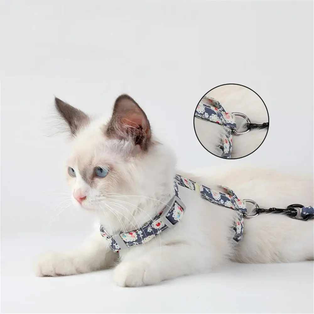 

Cat Harness Leash Adjustable Puppy Collar Pet Traction Rope Cats Dog Harnesses Belt Cloth Printed Kitten Halter Collares