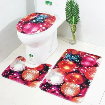 

3pcs Toilet Cover Seat Non-Slip Fish Scale Bath Mat Bathroom Kitchen Carpet Doormats Decor Warm Soft Cushion WC Cover Toilet Set