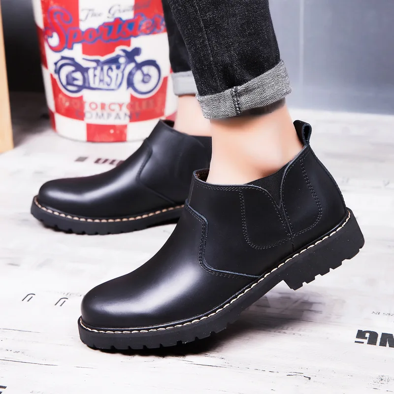 

Autumn And Winter plus Velvet New Style Martin Boots Men's England Chelsea Short Boots MEN'S Leather Shoes Casual Leather Shoes
