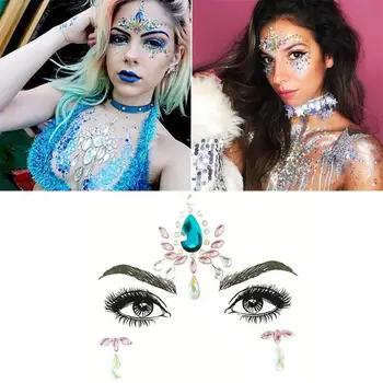 

Rhinestones Temporary Face Tattoo Sticker Excellent Craftsmanship Well Durability Festival Party Gems Adhesive Decals