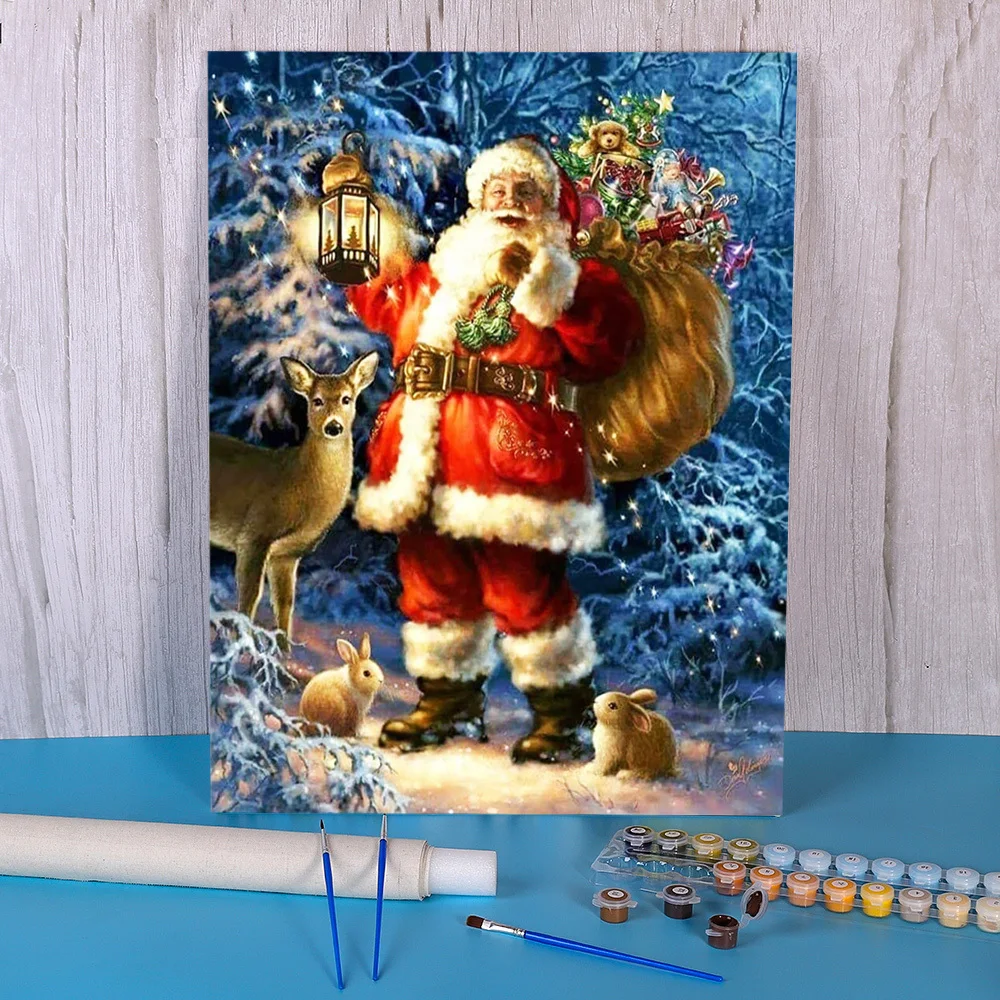 Christmas Santa Claus Diy Paint By Numbers Complete Kit Acrylic Paints 50*70 Paiting By Numbers