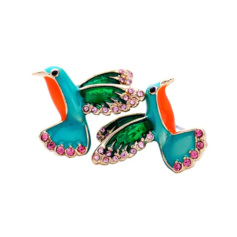 2021Exquisite crystal Little Bird Earrings New Design Women Enamel glaze Stud Earrings Fashion Jewelry Accessories - Image 4