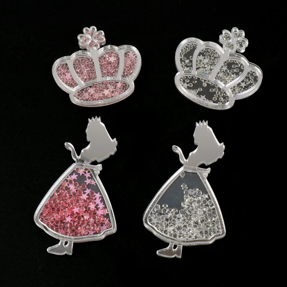David accessories 25 шт./лот короны для девочек зеркало прозрачные акриловые блестки шейкеры "сделай сам" с бантом Сумка Материал, 25Yc7472