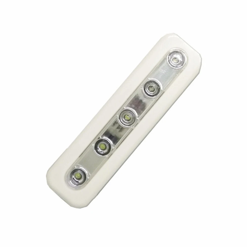 5LEDs Wireless Touch Cabinet Light LED With Adhesive Sticker Battery Powered Lamp Closet Wardrobe Stair Bedroom Drawer Lights 1