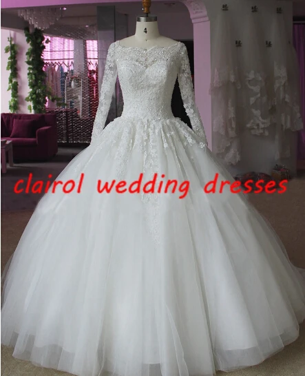Casamento мусульманское Бисероплетение vestido de noiva новая мода длинный рукав романтическое свадебное платье бальные свадебные платья