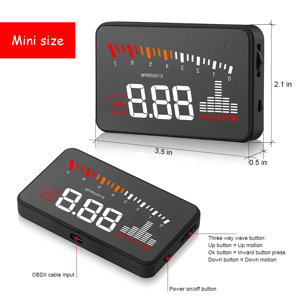 OBD OBDII Автомобильный дисплей на голову HUD X5 система Предупреждение о превышении скорости проектор лобовое стекло авто электронная сигнализация напряжения